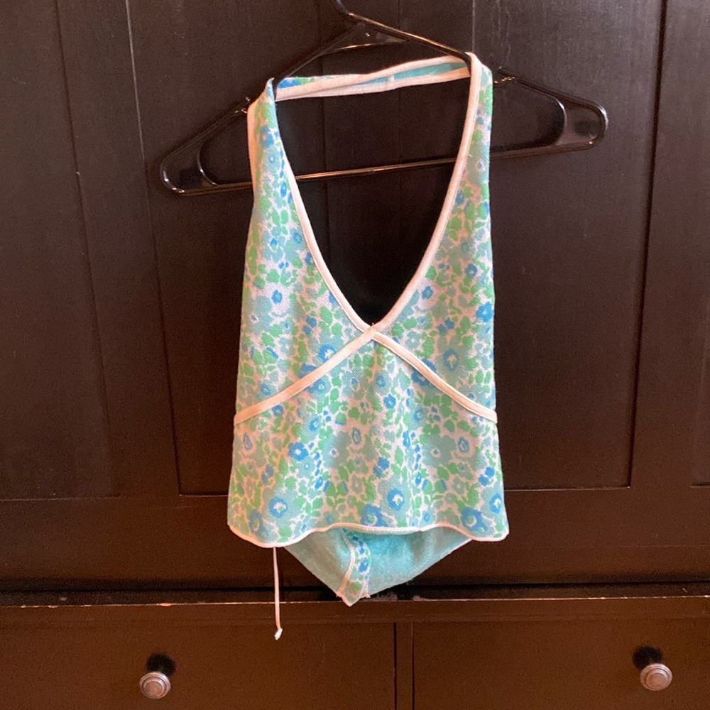 Zara size medium halter green blue cream top